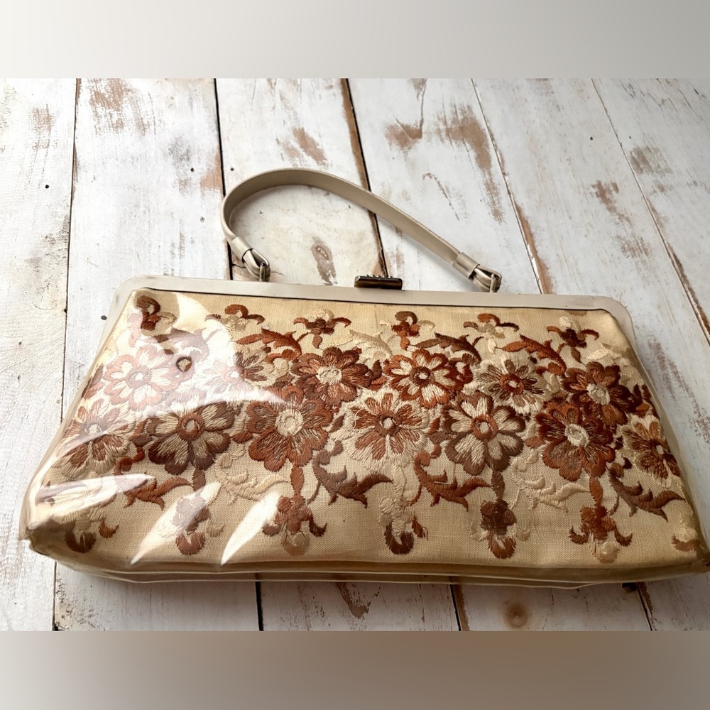 1960s vintage floral tapestry handbag grannycore purse metal frame clutch Unique - Picture 7 of 16